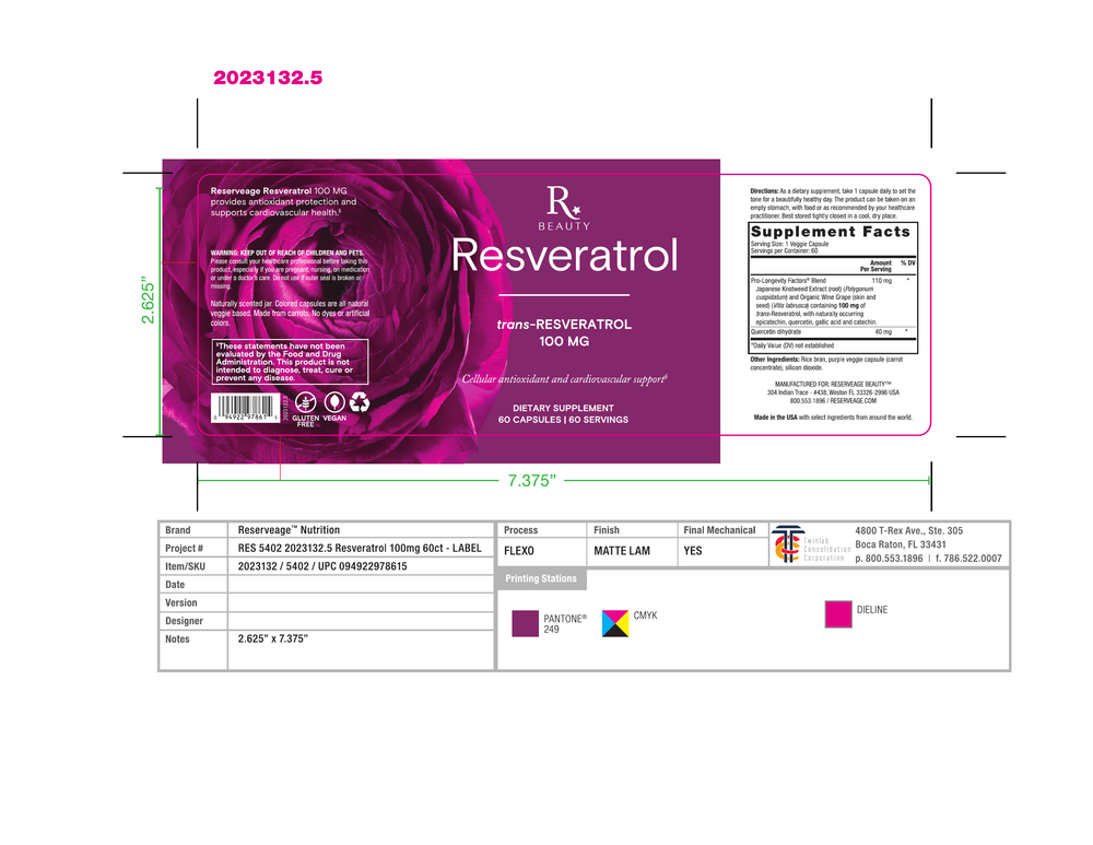 Resveratrol 100mg, 60 Capsules , Brand_Reserveage Form_Capsules Requires Consultation Size_60 Capsules