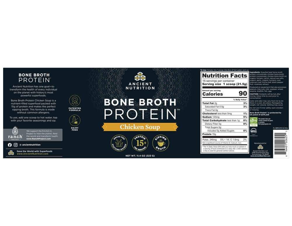 Ancient Nutrition Bone Broth Protein Chicken Soup - back