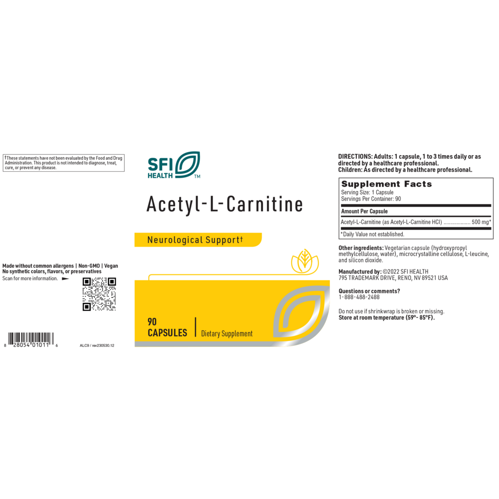 Acetyl-L-Carnitine 500mg, 90 Capsules