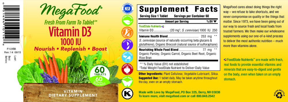 Vitamin D3 1000IU, 60 Tablets
