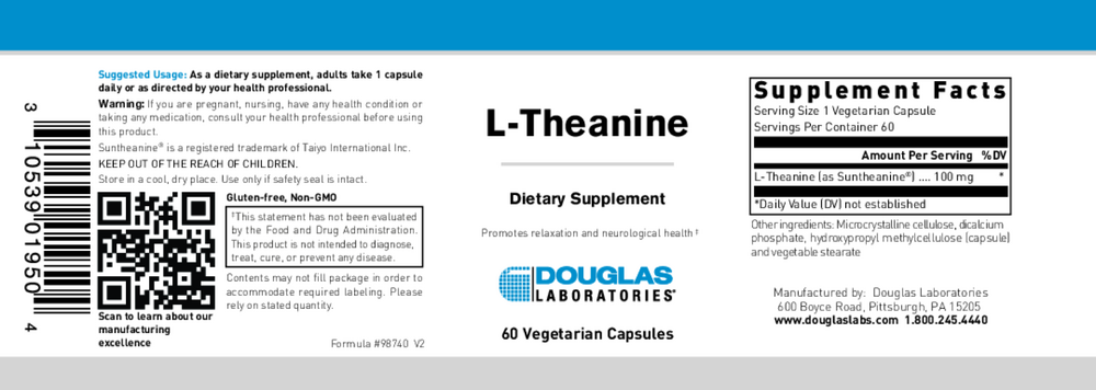 L-Theanine 100mg, 60 Capsules