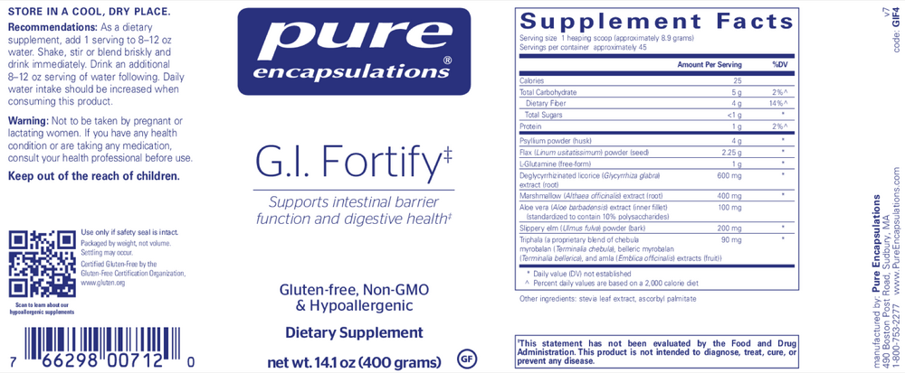 GI Fortify (California Only), 400 Grams , Brand_Pure Encapsulations Form_Powder Requires Consultation Size_400 Grams