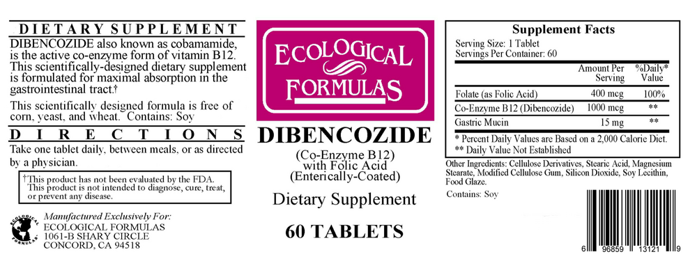 Dibencozide (B12 Coenzyme/Folic Acid), 60 Tablets