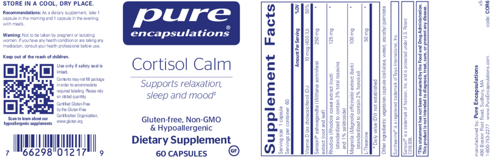 Cortisol Calm, 60 Capsules , Brand_Pure Encapsulations Form_Capsules Requires Consultation Size_60 Capsules