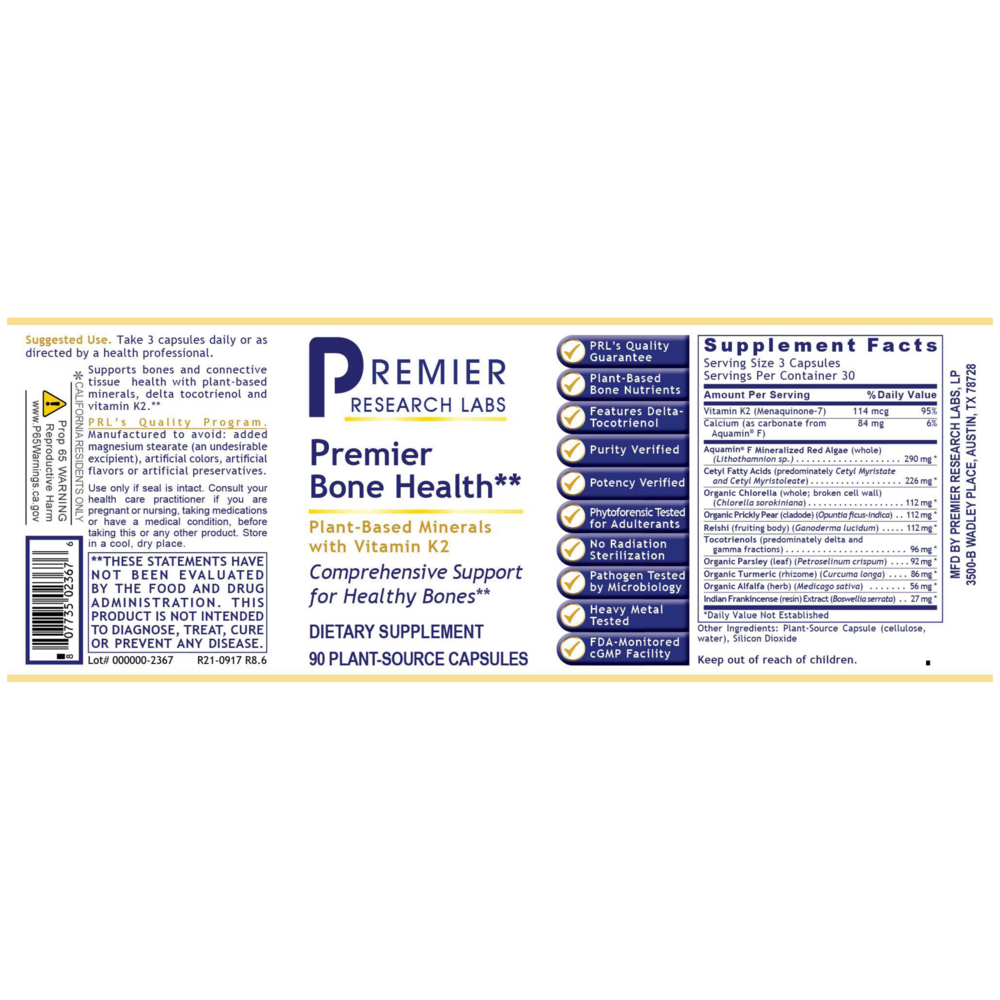 Premier Bone Health, 90 Capsules , Brand_Premier Research Labs capsules Form_Capsules Requires Consultation Size_90 Capsules