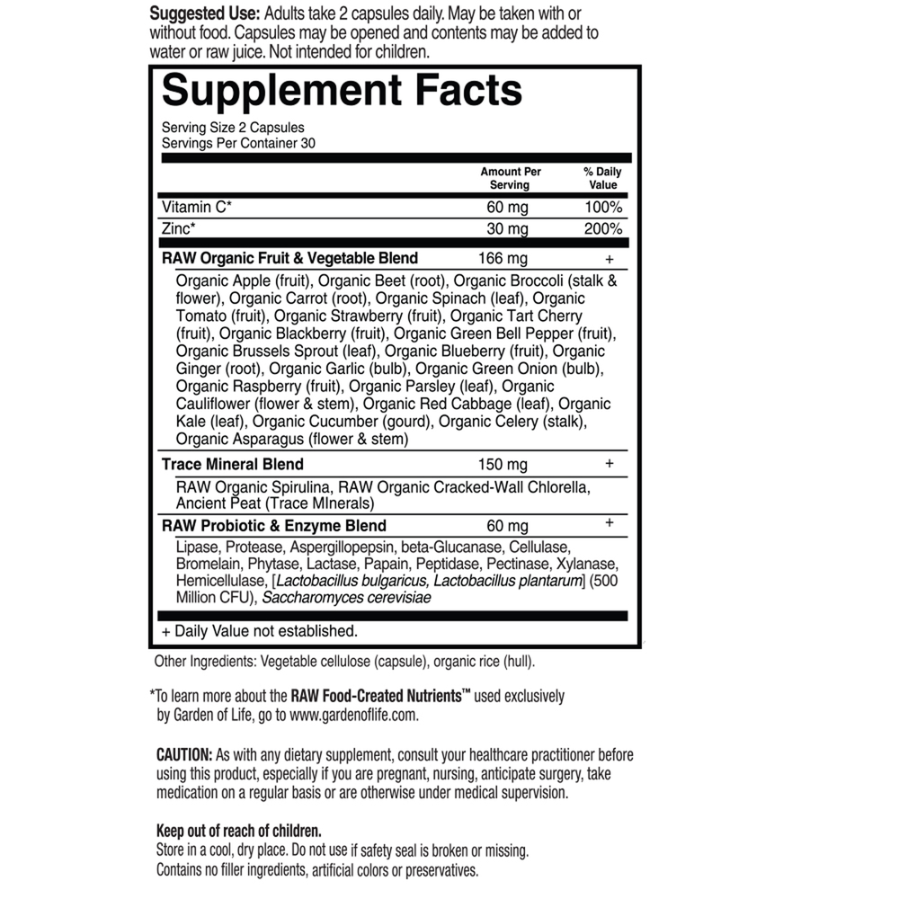 Vitamin Code® RAW Zinc™ with Vitamin C, 30 mg, 60 Vegan Capsules