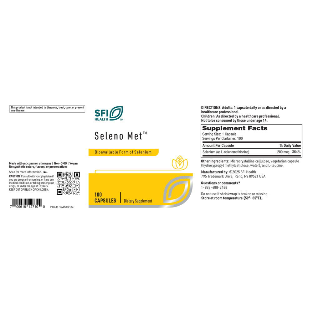 Seleno Met (Selenium) 200mcg, 100 Capsules