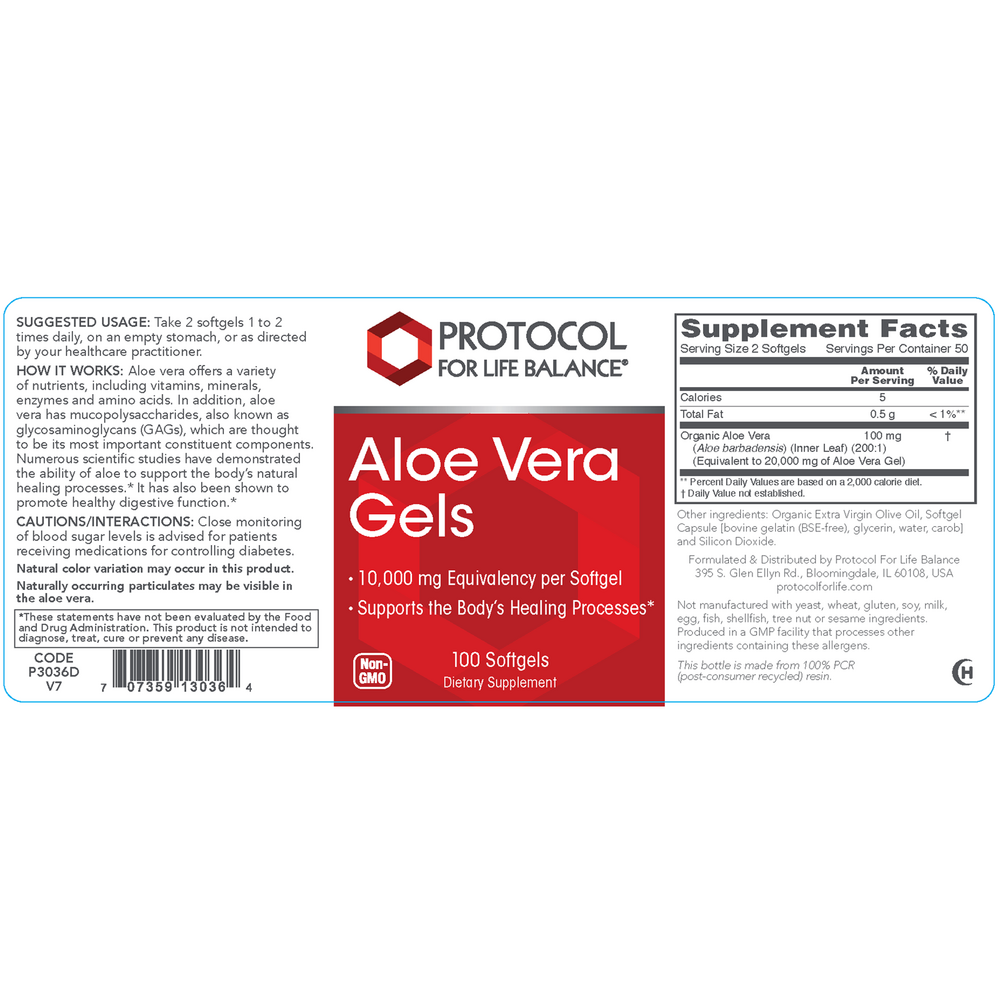 Aloe Vera Gels, 100 Softgels , Brand_Protocol for Life Balance Form_Softgels Requires Consultation Size_100 Softgels softgels