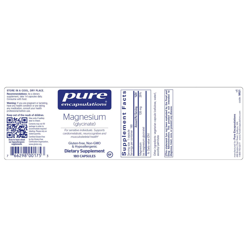 Magnesium Glycinate, 120 mg, 180 Capsules