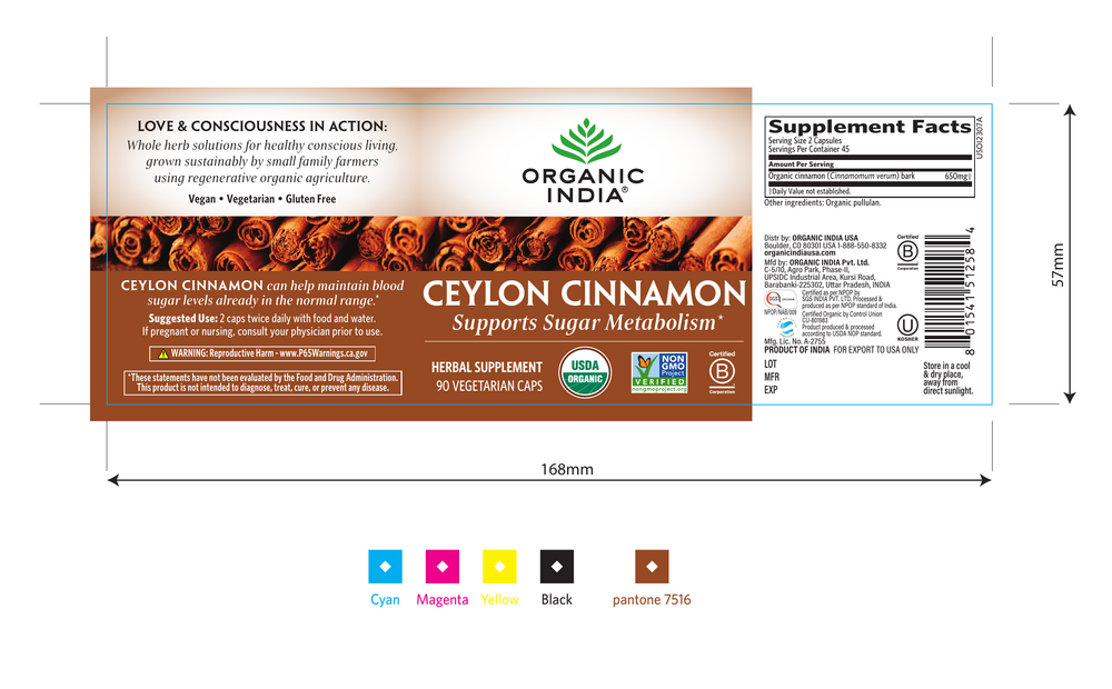 Ceylon Cinnamon, 90 capsules , Ayurveda Brand_Organic India Form_Capsules