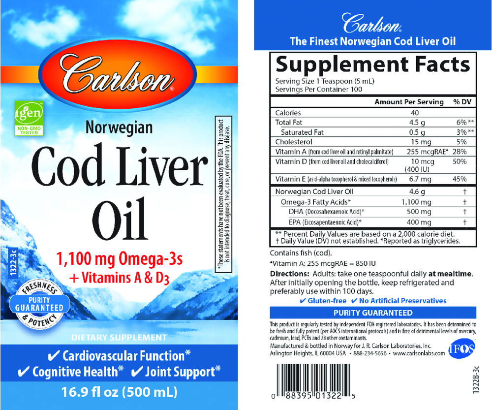 Cod Liver Oil, 1100 mg of Omega-3, 16.9 Fl Oz (500 mL) Liquid