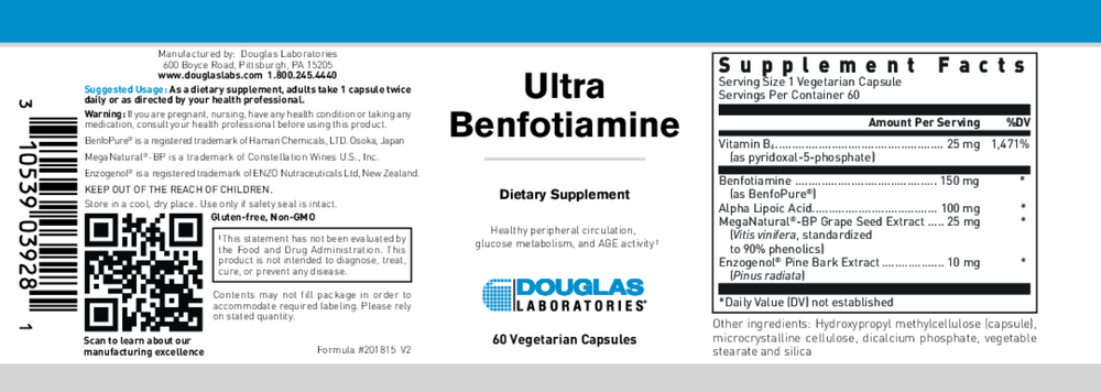 Ultra Benfotiamine, 60 Capsules