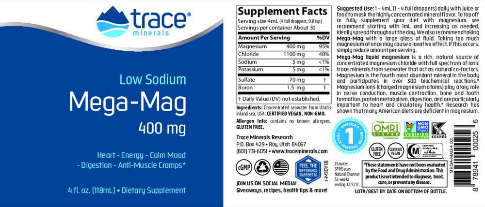 Liquid Mega-Mag 400mg, 118 mL Liquid