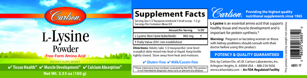 L-Lysine Amino Acid Powder, 100 g Powder
