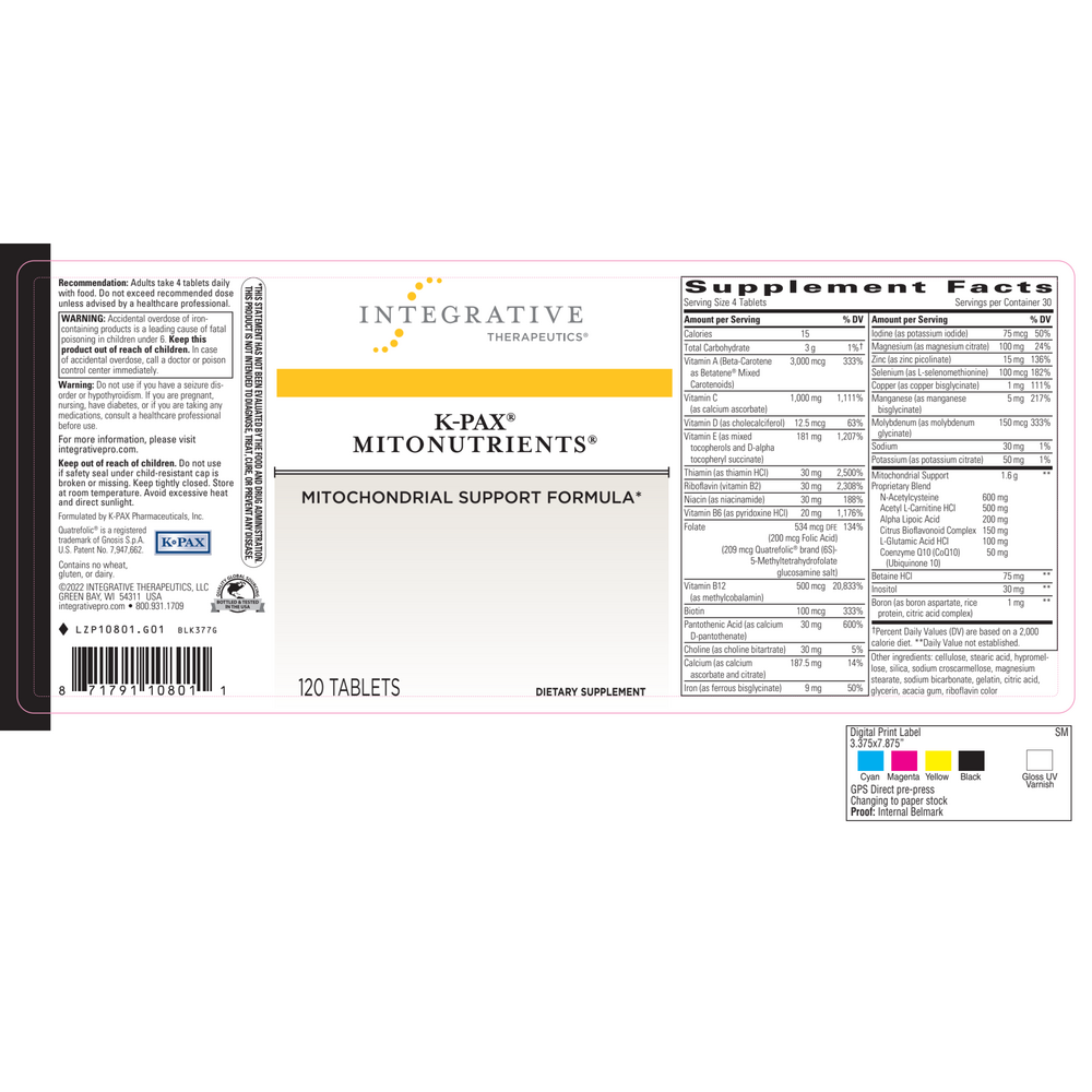 K-PAX MitoNutrients, 120 Tablets