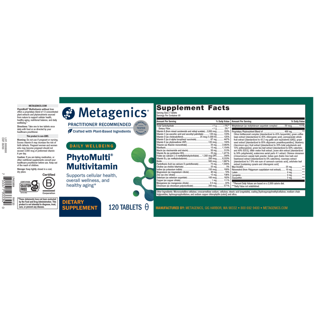 PhytoMulti, 120 Tablets , Brand_Metagenics Form_Tablets Size_120 Tabs tabs