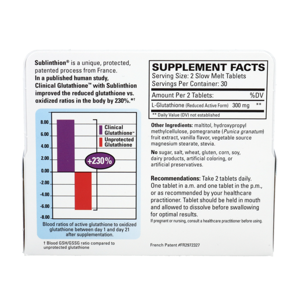 Clinical Glutathione, 60 Slow Melt Tablets