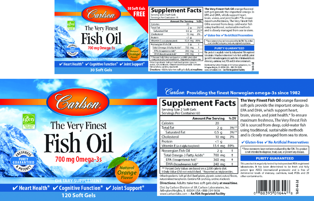 Norwegian The Very Finest Fish Oil, 700 mg of Omega-3s, Orange Flavor, 120 Softgels
