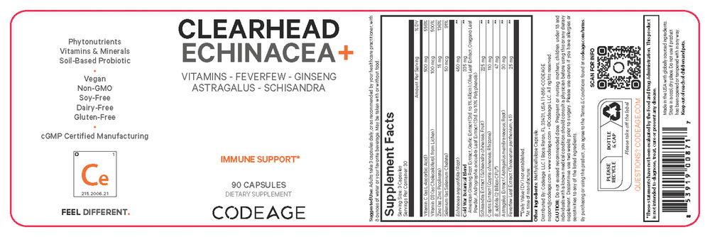Clearhead Echinacea - Immune Support, 90 Capsules