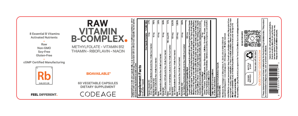 Raw Vitamin B Complex, 60 Capsules
