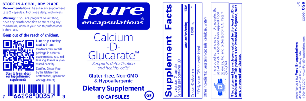 Calcium-D-Glucarate, 60 Capsules , Brand_Pure Encapsulations caps Emersons Form_Capsules Requires Consultation Size_60 Capsules