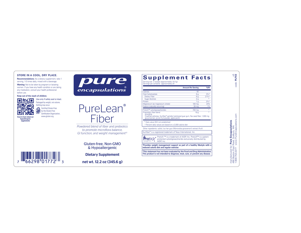 PureLean Fiber (California Only), 345.6 Grams , Brand_Pure Encapsulations Form_Powder Requires Consultation Size_345.6 Grams
