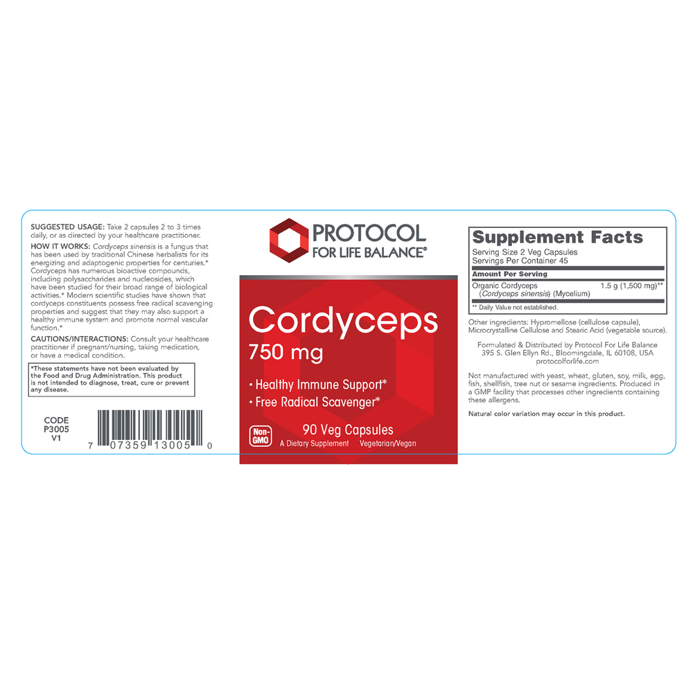 Organic Cordyceps, 90 Capsules , Brand_Protocol for Life Balance capsules Form_Capsules Requires Consultation Size_90 Capsules