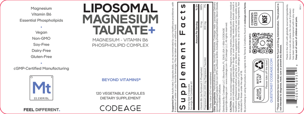 Liposomal Magnesium Taurate+, 120 Capsules