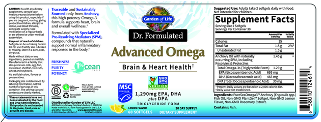 Dr. Formulated Advanced Omega Lemon, 60 Softgels