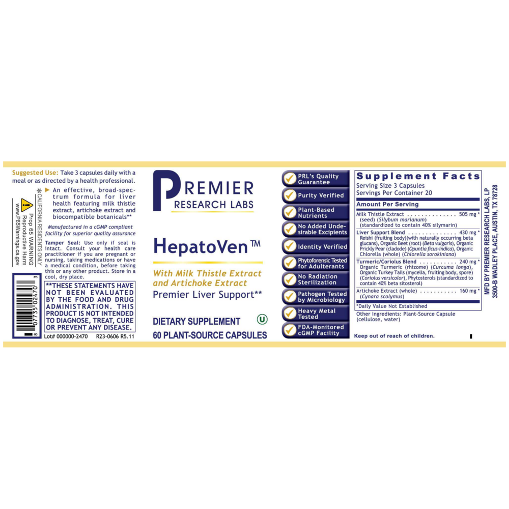 HepatoVen, 60 Capsules , Brand_Premier Research Labs capsules Form_Capsules Requires Consultation Size_60 Capsules