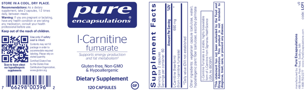 l-Carnitine fumarate, 120 Capsules , Brand_Pure Encapsulations caps Emersons