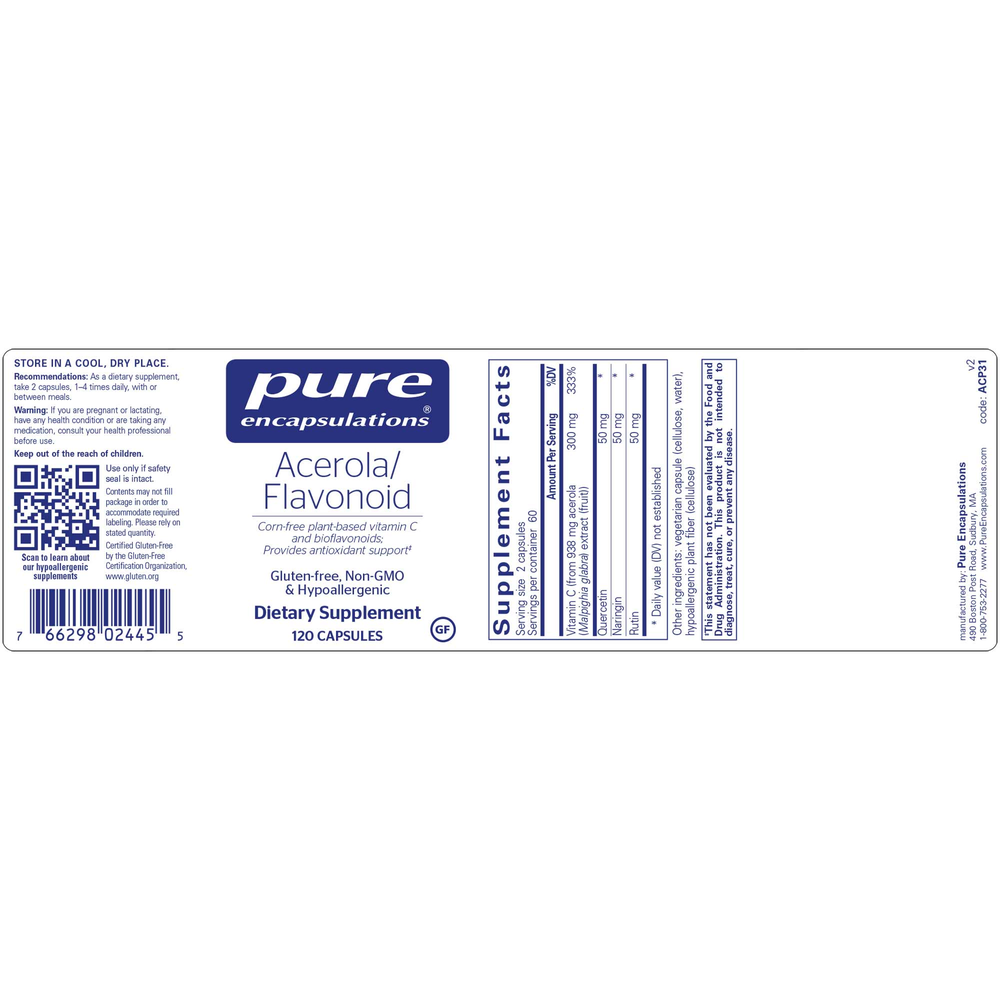 Acerola/Flavonoid, 120 Capsules , Brand_Pure Encapsulations Form_Capsules Requires Consultation Size_120 Capsules