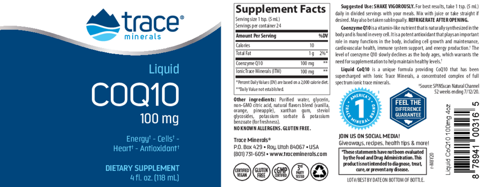Liquid CoQ10 - 100mg, 118 mL Liquid