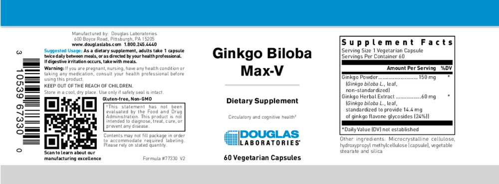 Ginkgo Biloba Max-V 60mg, 60 Capsules