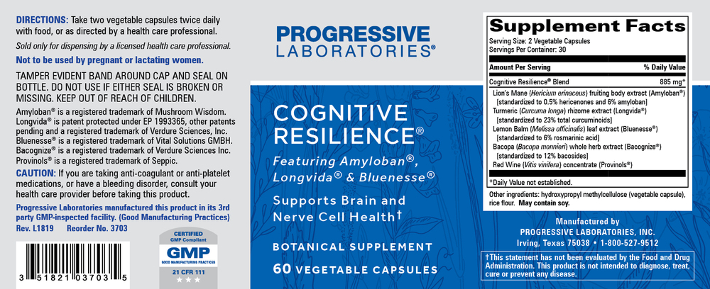 Cognitive Resilience, 60 Capsules , Brand_Progressive Labs capsules Form_Capsules Requires Consultation Size_60 Capsules