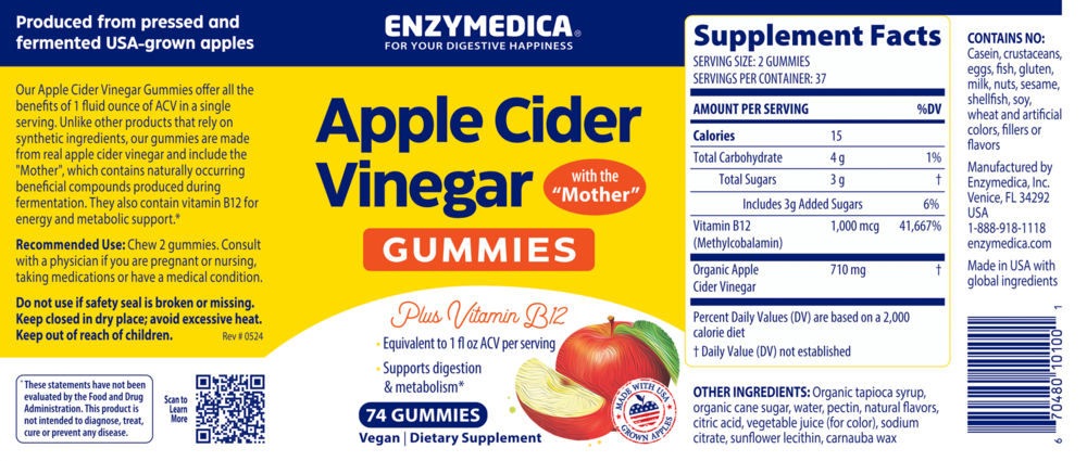 Apple Cider Vinegar Gummies, 74 Count