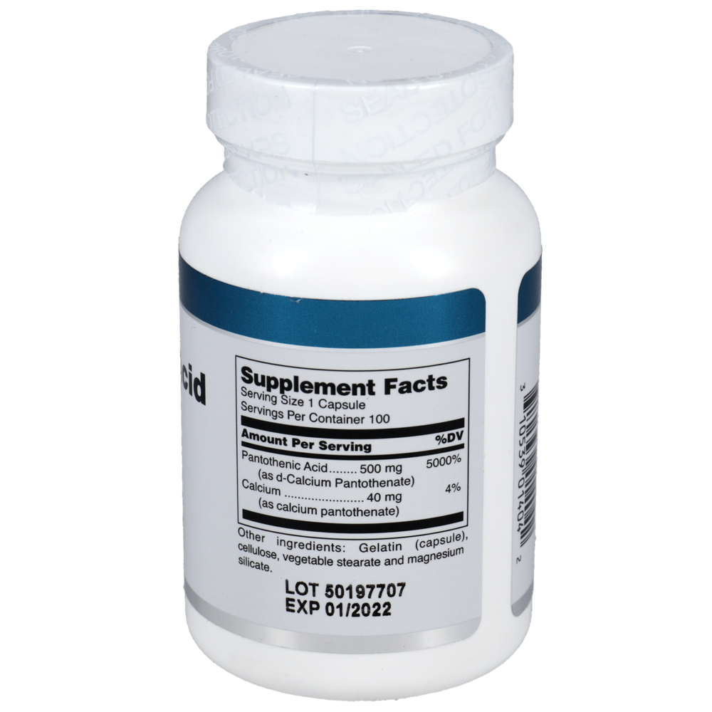 Pantothenic Acid 500mg, 100 Capsules