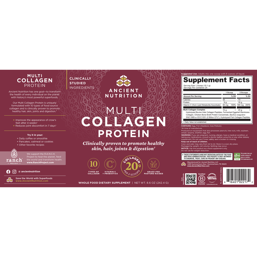 Ancient Nutrition Multi Collagen Protein Powder - back