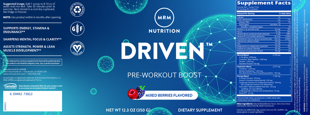 Driven Pre-Workout Boost - Mixed Berry, 350 Grams
