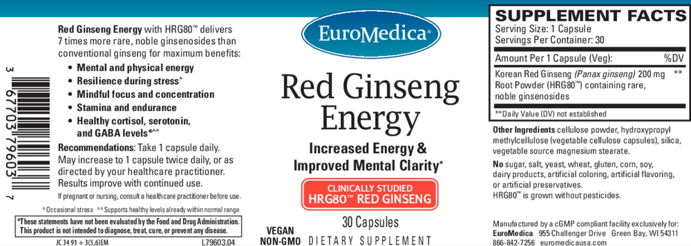 Red Ginseng Energy, 30 Vegetarian Capsules