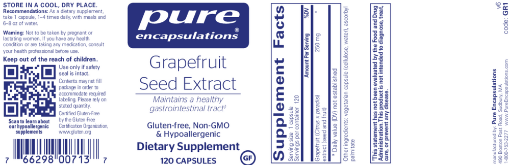 Grapefruit Seed Extract, 120 Capsules , Brand_Pure Encapsulations caps Emersons