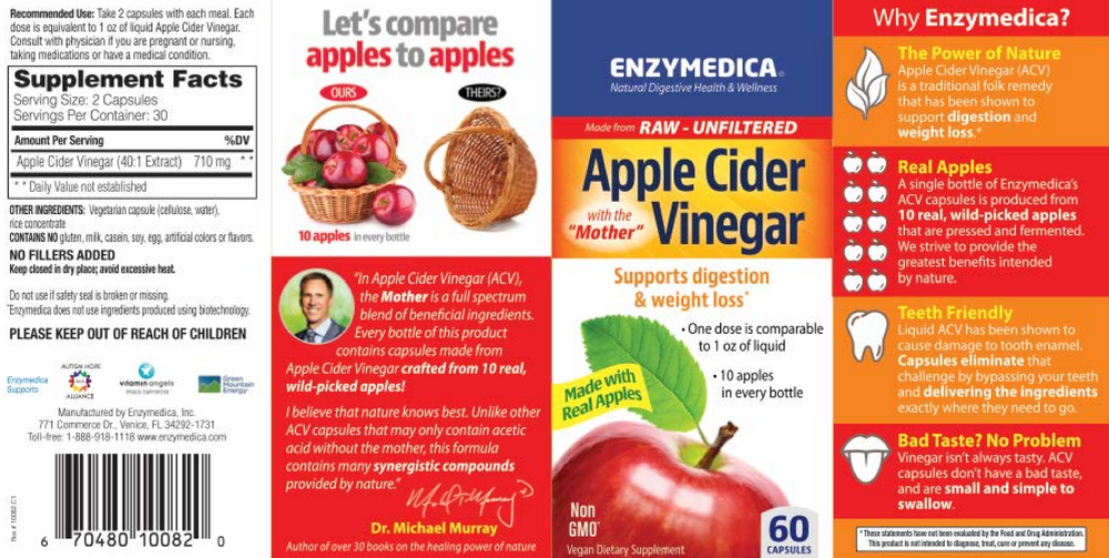 Raw Unflitered Apple Cider Vinegar with The Mother, 60 Capsules