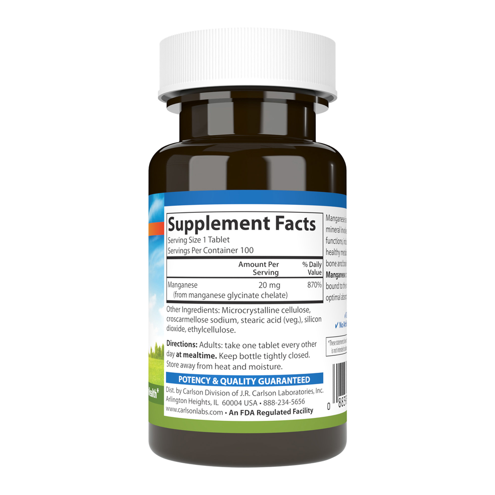Chelated Manganese, 100 Tablets