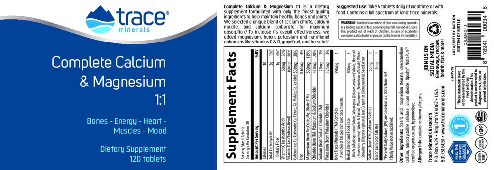 Complete Cal/Mag 1:1, 120 Tablets
