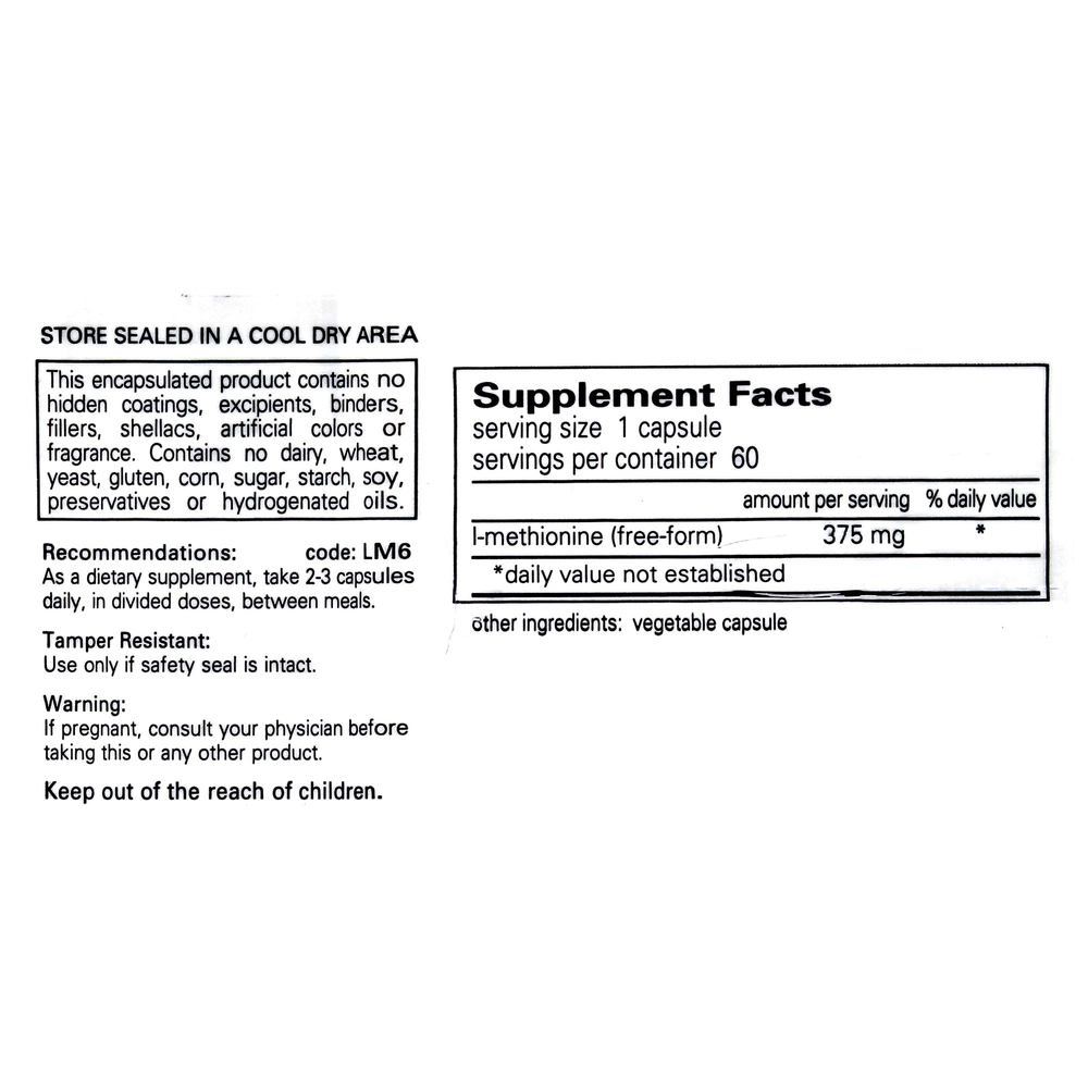L-Methionine 375 mg, 60 Capsules , Brand_Pure Encapsulations caps Emersons Form_Capsules Requires Consultation Size_60 Capsules