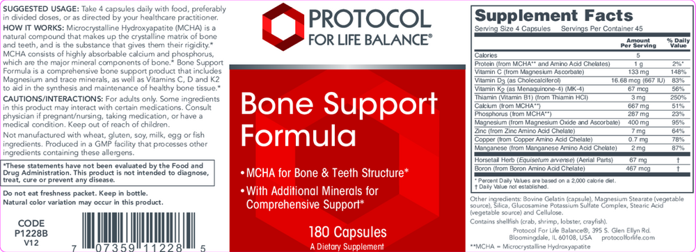 Bone Support Formula, 180 Capsules , Brand_Protocol for Life Balance capsules Form_Capsules Requires Consultation Size_180 Capsules