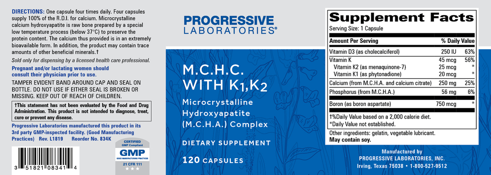 M.C.H.C. w/Vitamin K Caps, 120 Capsules , Brand_Progressive Labs capsules Form_Capsules Requires Consultation Size_120 Capsules