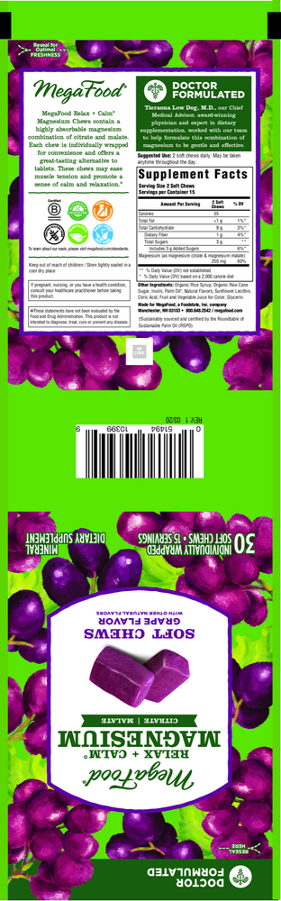 Relax + Calm Magnesium Soft Chews, 30 Chewable Tablets