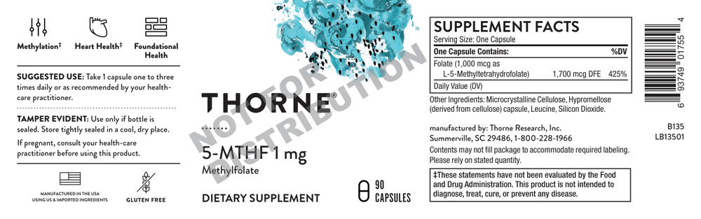 5-MTHF 1 mg, 90 Capsules , Brand_Thorne Research Form_Capsules Size_90 Capsules