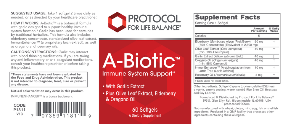 A-Biotic, 60 Softgel Capsules , Brand_Protocol for Life Balance Form_Softgels Requires Consultation Size_60 Softgel Capsules softgels